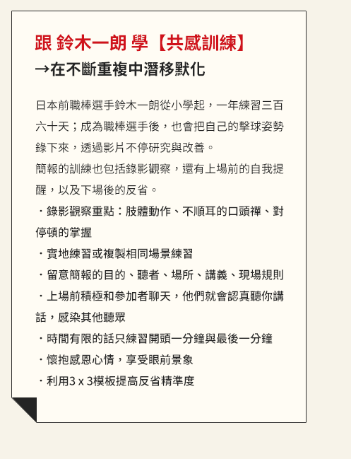 簡報、人設、共感、同理心、溝通、視覺、投影片、腳本、口白、說話、表達、演說、創業、募資、NPO、非營利組織、歐巴馬、賈伯斯、航海王魯夫、鈴木一朗、侘寂